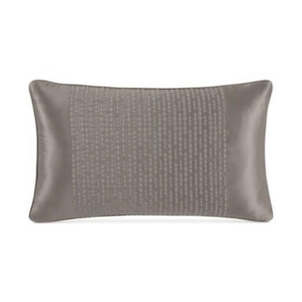 HOTEL COLLECTION GREY SILKEN EMBROIDERED 14" X 24'' DECORATIVE PILLOW
